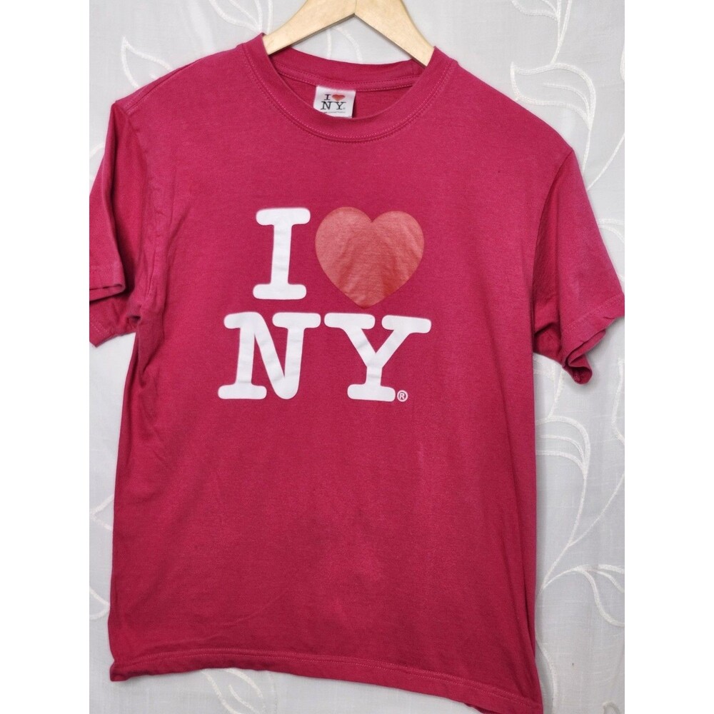 Pink Vintage I Love New York Cotton T-shirt Medium